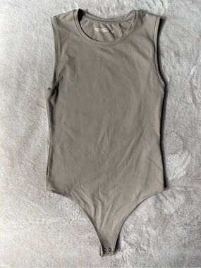 Abercrombie & Fitch Sleeveless Bodysuit in Taupe